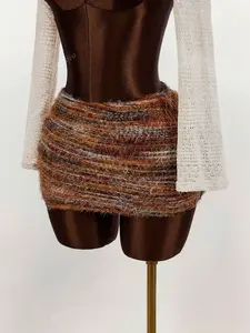 Fashionable Streetwear Striped Patchwork Slim Fit Short Skirt for Women, Trendy Casual, Perfect for Daily Wear & Photoshoots