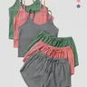 Six-Piece Set Women's Basic Plain Fitted Ribbed Shorts Set, Casual Feminine Soft Spaghetti Strap Cami Top & Elastic Waist Shorts Set, Summer Clothes, Cute Summer Outfit for Outdoor Holiday