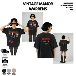 [NEW ARRIVALS] ONLY US Bang Tan 7 Aliens Oversized HIPHOP Band Arirang Tour 2026 T-Shirt, Hooligan Meme ARMY Fans Merch, Bangtanie Unisex Cotton Korean Style Casual Trendy Tank Top, Concert Clothing