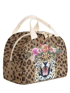 Tiger Pattern Insulated Lunch Bag, Reusable Zipper Cooler Box, Non-Food Contact, Ideal for Travel Picnics Office School Commute