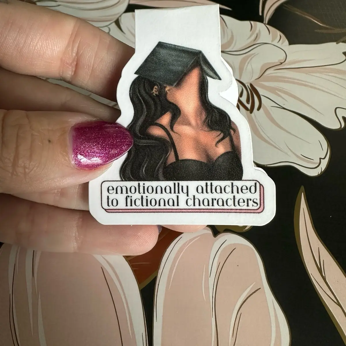 Emotionally attached to functional characters woman bookish double sided bookmark