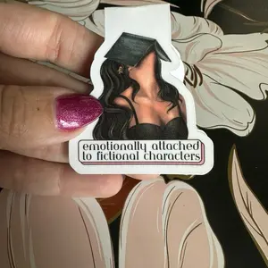 Emotionally attached to functional characters woman bookish double sided bookmark