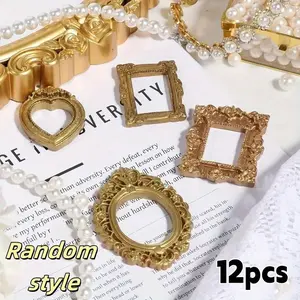 12Pcs Vintage Fake Photo Frames, DIY Photoshoot Props, Decorative Backdrop Ornaments