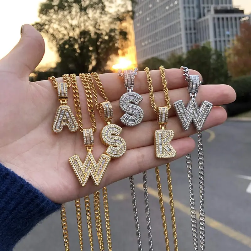 A-Z Alphabet Pendant Gold Initial Necklace For Women Men Boy Name Letter Necklaces Jewelry Gifts for Womens Friend