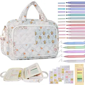 Bible Cover Case For Women,Large Bible Bag with Study Supplies,Quilted Bible Carrying Case for Girls,Portable Bible Case with Highlighter, Pens,Tabs,Bible Study Gifts for Women