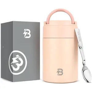Thermo for Hot ,17OZ Wide Mouth Insulated  Container with Spoon & Handle, Stainless Steel Hot Lunch Box for Adults ()