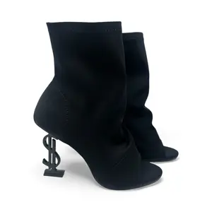 Booties Heels - Black Suede Ankle Boots with Unique Heel for Women's Fashion