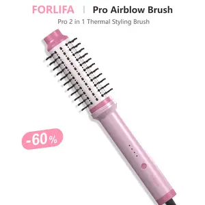 FORLIFA-Pro Airblow Brush:2‑in‑1 Thermal Styling Brush, AirBlow Tech with Cooling Air, 1.2billion Negative Ions,Triple Hair Protect,  Automatic Shut-Off, Anti-Tangle, Straightening Comb Straightening Bristle