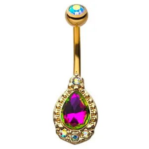 Pink Aurora Sorrow Gold Belly Ring
