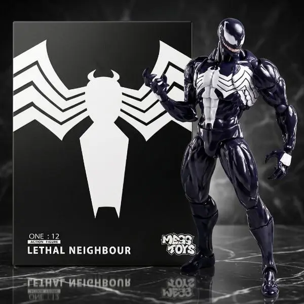 Marvel Venom Eddie Brock 1:12 Action Figure, Highly Articulated Symbiote Collectible with 3 Alternate Heads, 8 Interchangeable Hands, Tendrils & Display Stand