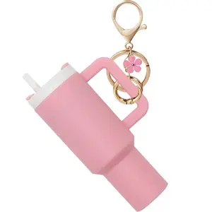 Mini Cup  Shaped Keychain, cute keychain， Portable Keychain,  Mini Cup Water Bottle Keychain, Mother's Day gifts ，stocking stuffers for girlfriend Charm Pink