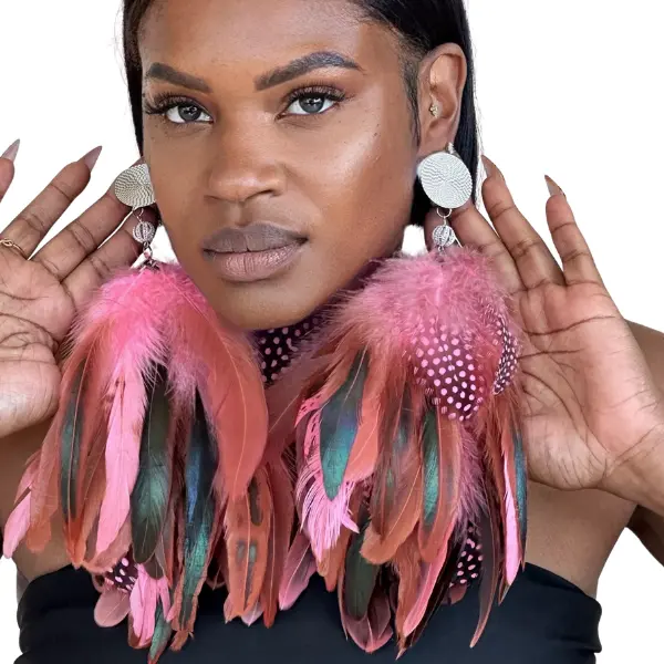 FRECKLE PINK - MY FEATHER EARRINGS STYLISH CHIC ELEGANT