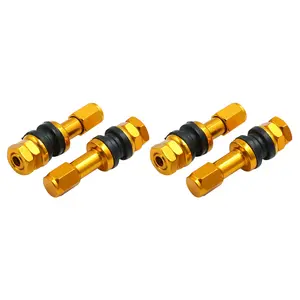 4pcs Gold Tone Bolt In Car Motorcycle Tubeless Wheel Tire Valve Stem w Dust Cap