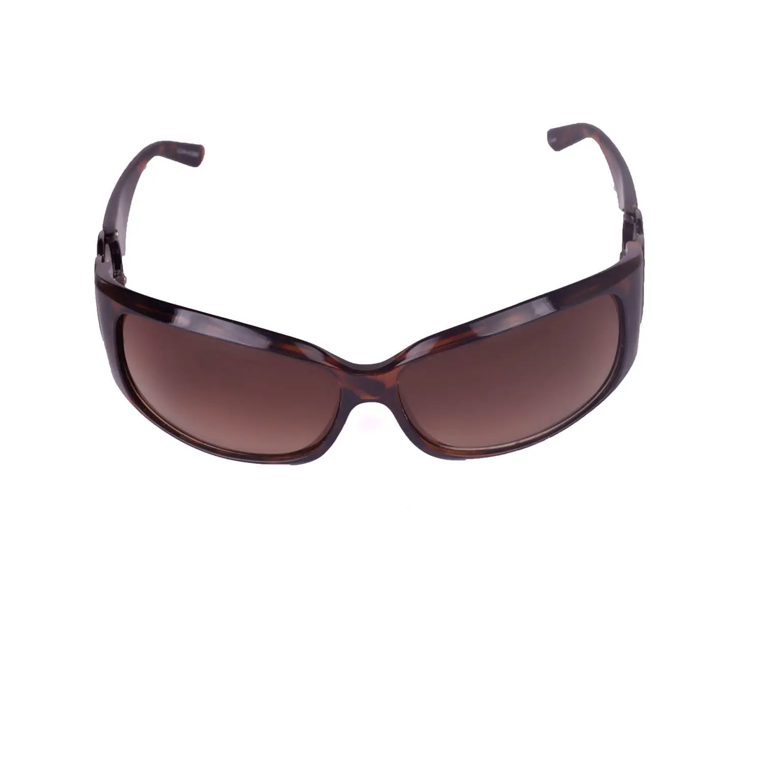 Walleva Tortoiseshell Wraparound sunglasses with decorative metal ring temple accents
