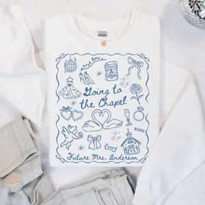 Custom Name Bride Sweatshirt, Coquette Future Mrs Crewneck, Going to the Chapel Sweater, Personalized Engagement Gift, Something Blue Shirt