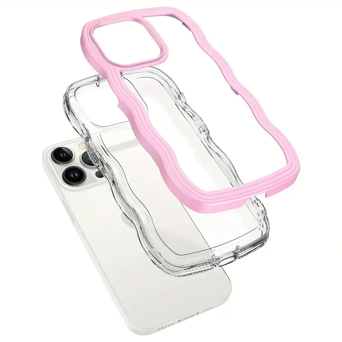 Candy-colored 2-in-1 wavy phone case, compatible with iPhone 17 Pro Max, 16 Pro Max, 15, 14 Pro, 13 Plus and 12 series. Made of premium TPU+PC material, this fashionable trendy phone case is unisex for all users.
