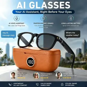 Ai Smart Glasses M02, 1200p HD Recording, 3000w Photo, Dual Mic Noise Reduction, Real-Time Translation, 3600mah Charging Case, Reverse Charging