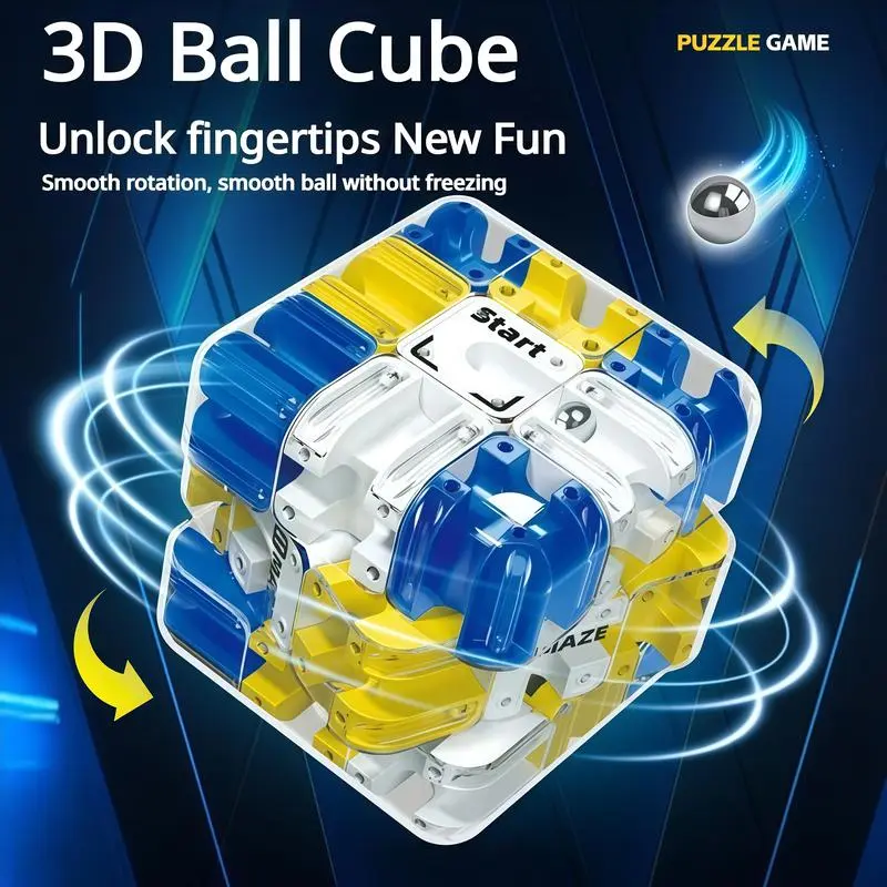3D Ball Maze Cube Puzzle Educational Logic Cube for Kids, Parent Child Battle Game, Stress Relief Toy for Logical Thinking Training Father's Day Gift