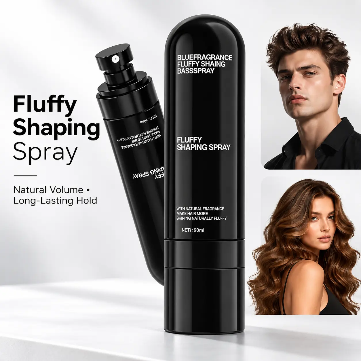 2026 Fluffy Hair Shaping Spray - Peach-Scented Volumizing Setting Haircare for Fine Hair, 90ml Lightweight Daily Root Lift, Bouncy Texture Flexible Hold with Essential Clay Honey Doux Got to Be Glued Santal Sandalwood Styling Pomade Bold Gel