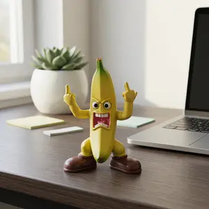 1pc Middle Finger Banana Decorative Item, Office Desk Ornament, Home Decoration, Unique Office Accessory, Small Desktop Sculpture