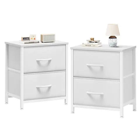 Sweetcrispy Nightstand - Modern Bedside Table with 2 Fabric Drawers, Rectangle Wood Frame End Table for Bedroom, Small Indoor Furniture Cabinet for Small Spaces, Bedroom Dresser