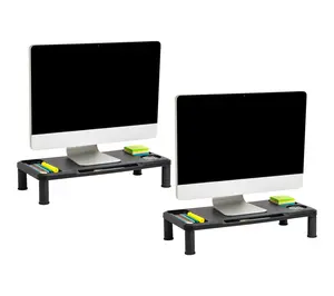 Mind Reader Monitor Stand Desktop Organizer Set of 2, Black