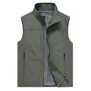 Mens Army Green Lightweight Travel Vest for Hiking Fishing & Photography - Sleeveless Design, Versatile Utility Jacket Top Menswear Army Green Tops Plain6WPB