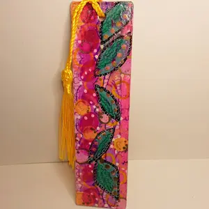 Hand Painted Bookmaker - leaves n dots