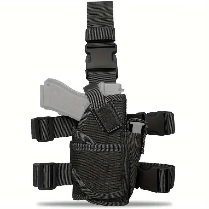 Tactical Leg Holster Tornado Unisex Outdoor Thigh Holster with Quick Release Nylon Belt Right Hand Carry Gun Magazine Holder Adjustable Velcro Closure Black Tactical Gear for Hunting Fishing and Camping Thigh Holster Tree Saddle System Level 3
