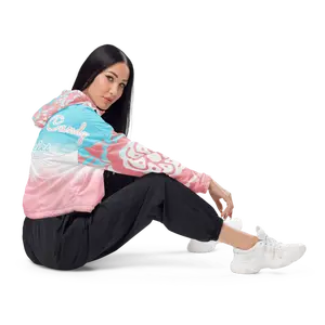 Cotton Candy Skies Cropped Windbreaker – Lightweight Pastel Sunset Jacket