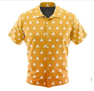 Zenitsu Agatsuma Demo Slayer Button up hawaiian shirt, Anime Style, CuteShirt, Summer Look, GiftIdea, Matching Outfit, Hawaii Vibes, Festival Fit, Beach Ready