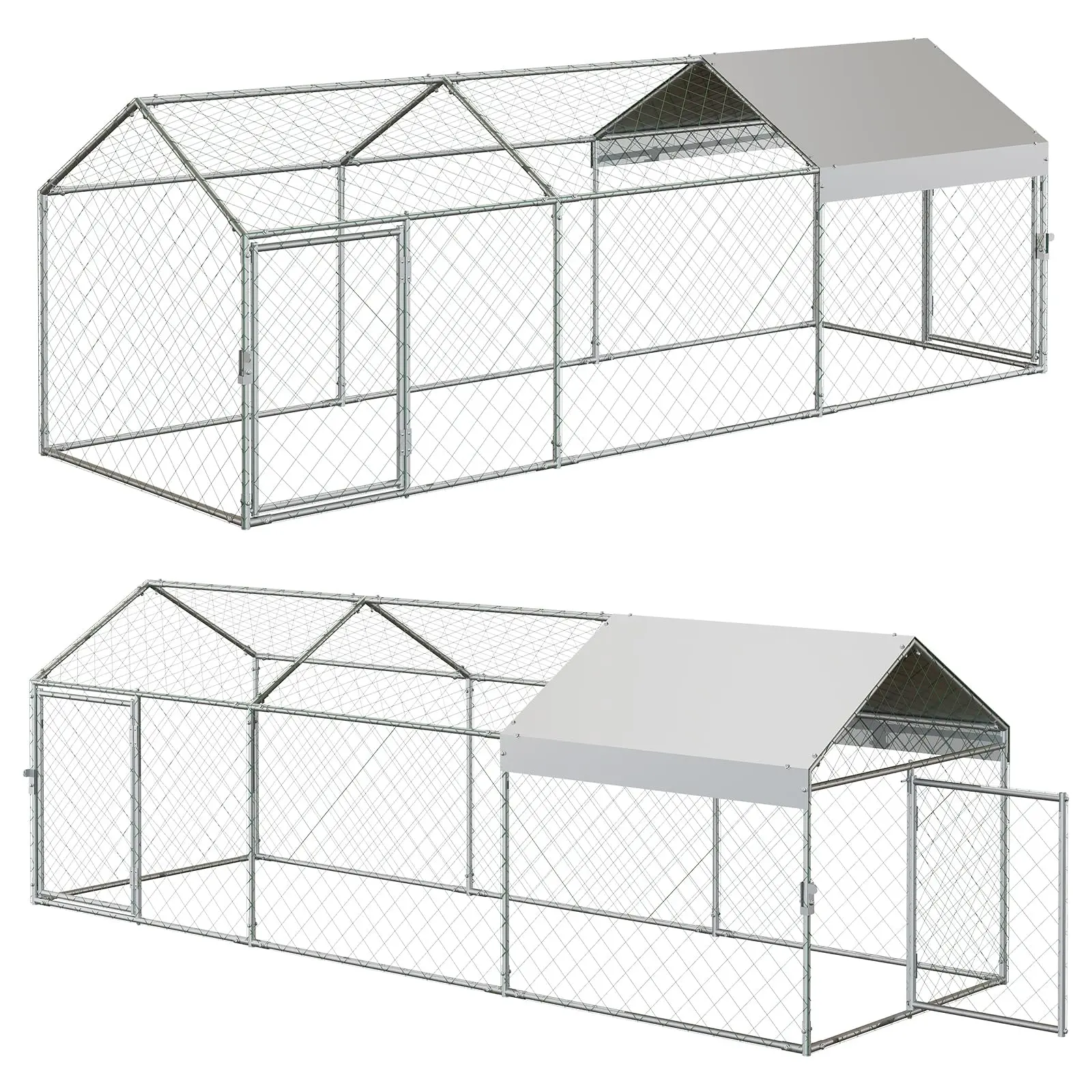 [NEW] Garvee 118" x 39" Large Metal Chicken Coop with Outdoor Run - Galvanized Steel Poultry Cage with Waterproof Weather Cover & 2 Easy-Access Doors for Backyard Chickens, Ducks, & Rabbits