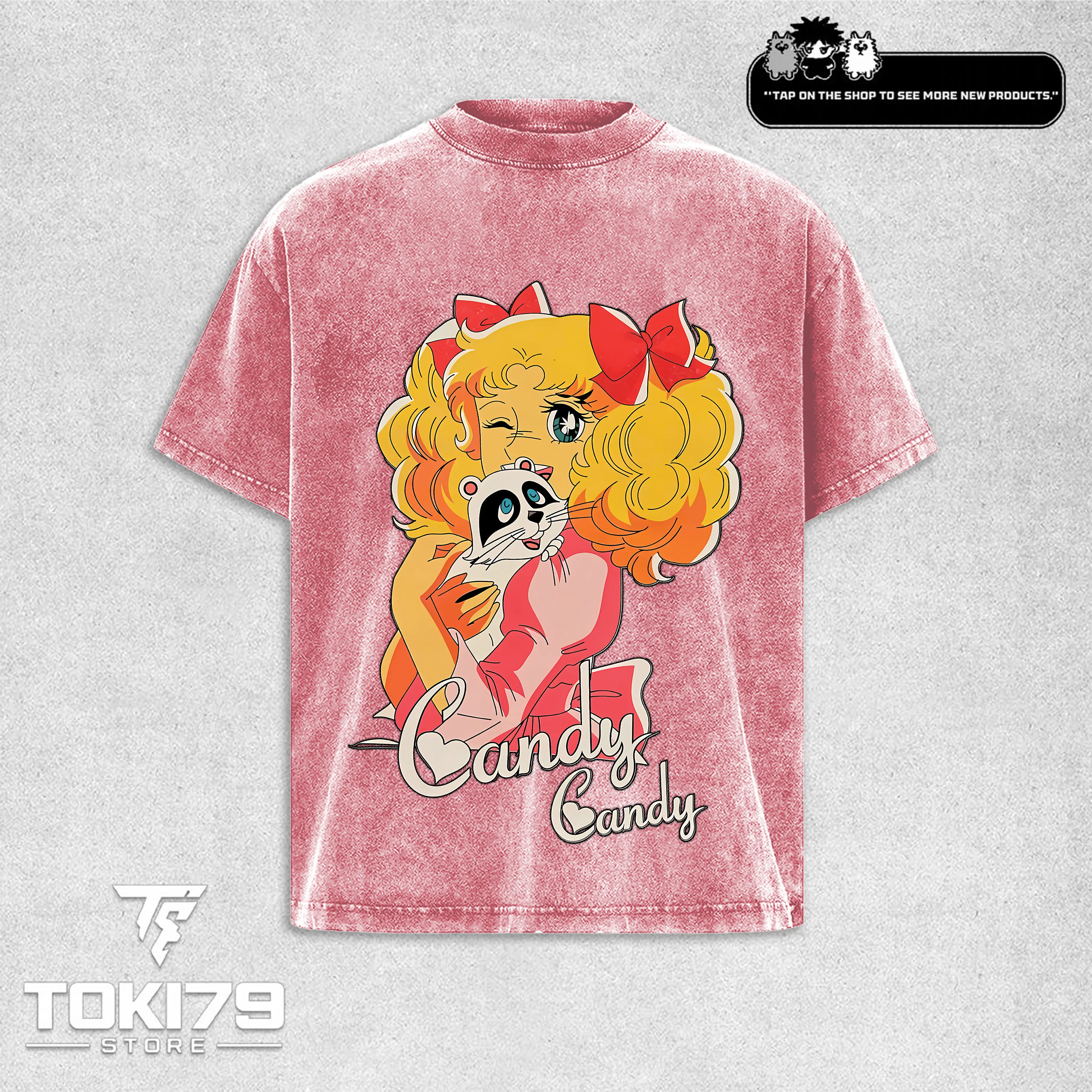 Candy candy Anime T-Shirt - Unisex Acid Washed Lightweight Cotton Top, Gift for Anime Lover Womenswear Apparel