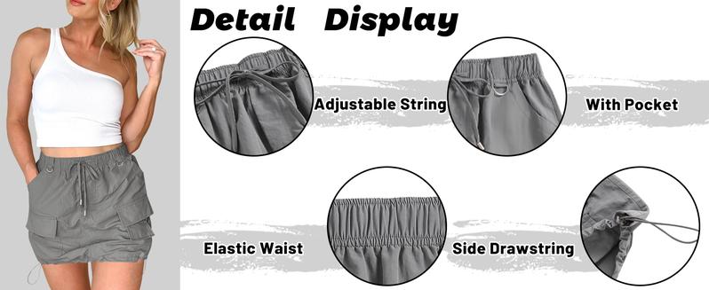 ZAFUL Women's Y2K High Waist Mini Cargo Skirt with Pockets & Side Drawstring for Casual & Trendy Outfits High-quality Fabric Soft Lightweight Comfortable All-day Wear ZAFUL Women's Y2K High Waist Mini Cargo Skirt with Pockets & Side Drawstring for Casual & Trendy Outfits High-quality Fabric Soft Lightweight Comfortable All-day Wear