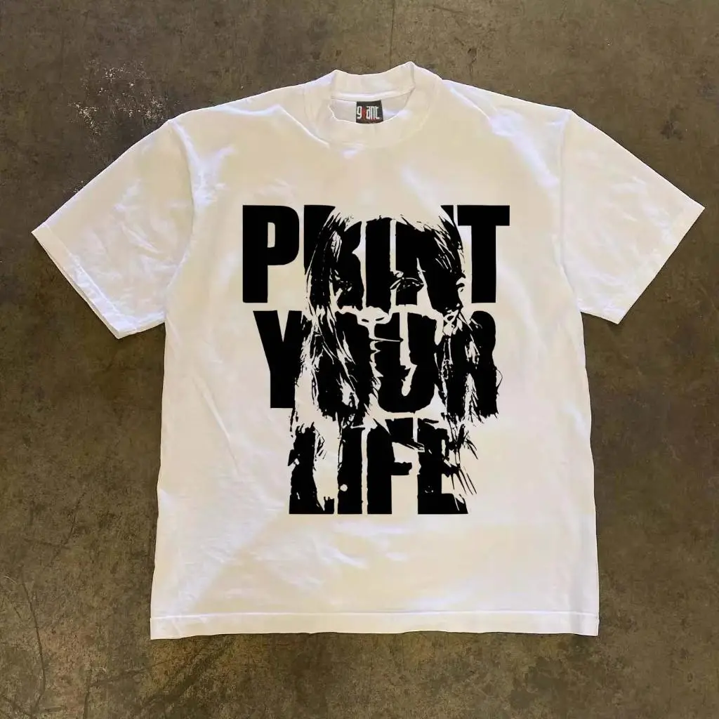 Print Your Life Korean Style Oversized T-Shirt | Aesthetic Graphic Tee | Unisex White | 100% Cotton | SKU ntwgrivnvd