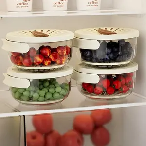Fruit Drain Basket With Lid Vegetable Washing Bowl Foldable Handle Cleaning Colander Plastic Refrigerator Crisper Kitchen Box Kitchen Gadgets Multicolor Sturdy Utensils