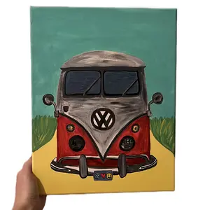 JACKIES.PAINTINGS + Vintage Voltswagon Canvas Painting - Unique Artwork for Home Decor bedroom wall accessories house