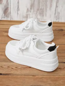 Women's Casual Sports Walking Shoes, Comfortable Elegant Sneakers, Height-Increasing Thick Sole, Breathable Mesh, Spring Fall Low Heel