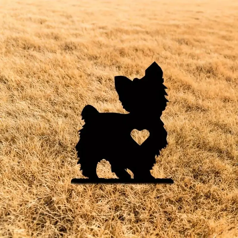 Cute Poodle Puppy Dog Silhouette Iron Garden Stake, Artistic Yard Sign for Pet Memorial & Creative Outdoor Decor, Garden Decoration Supplies
