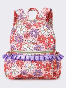 floral Print With Ruffle Kids Backpack