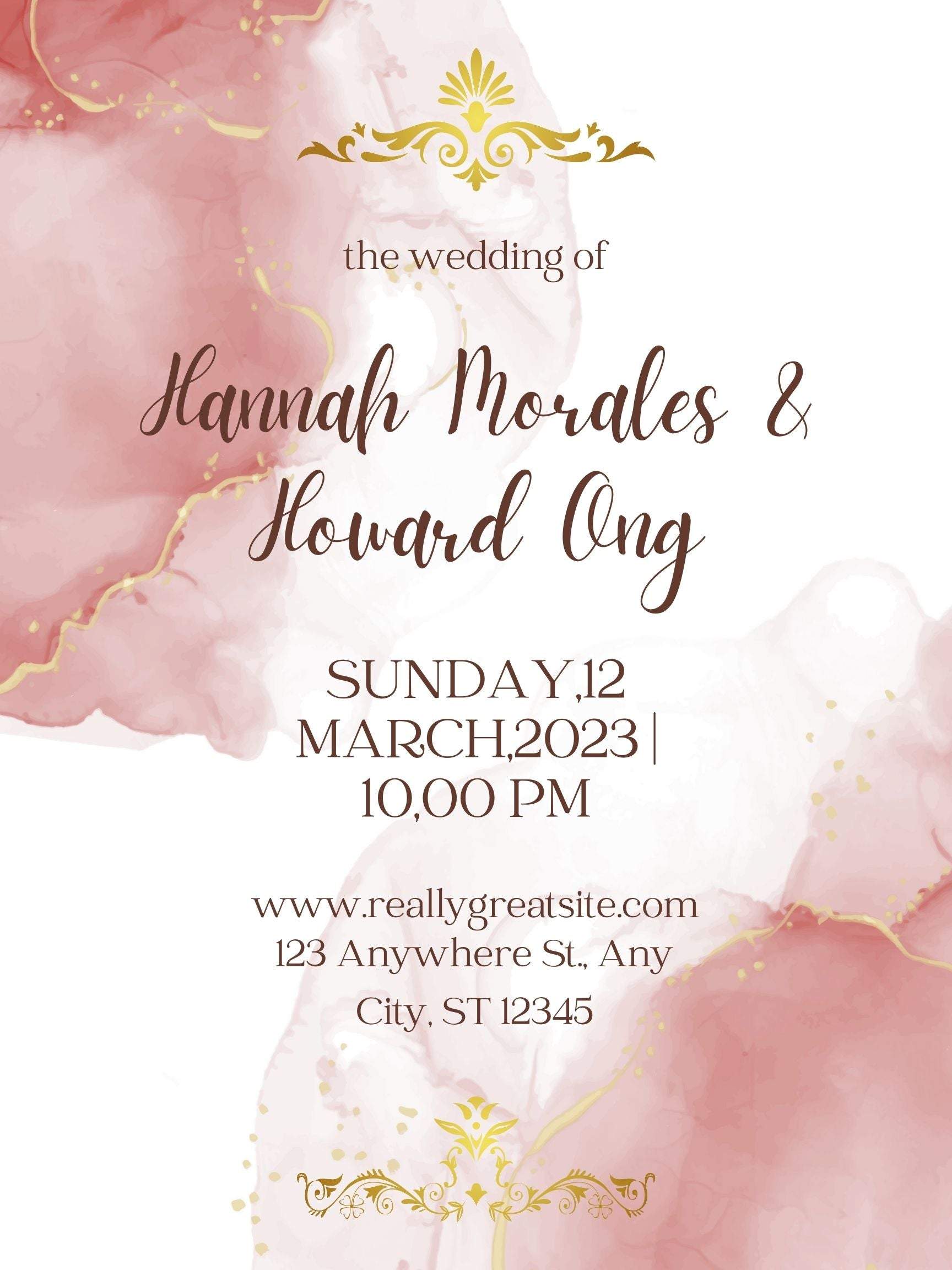 Pink Marble Theme Acrylic Wedding Invitation