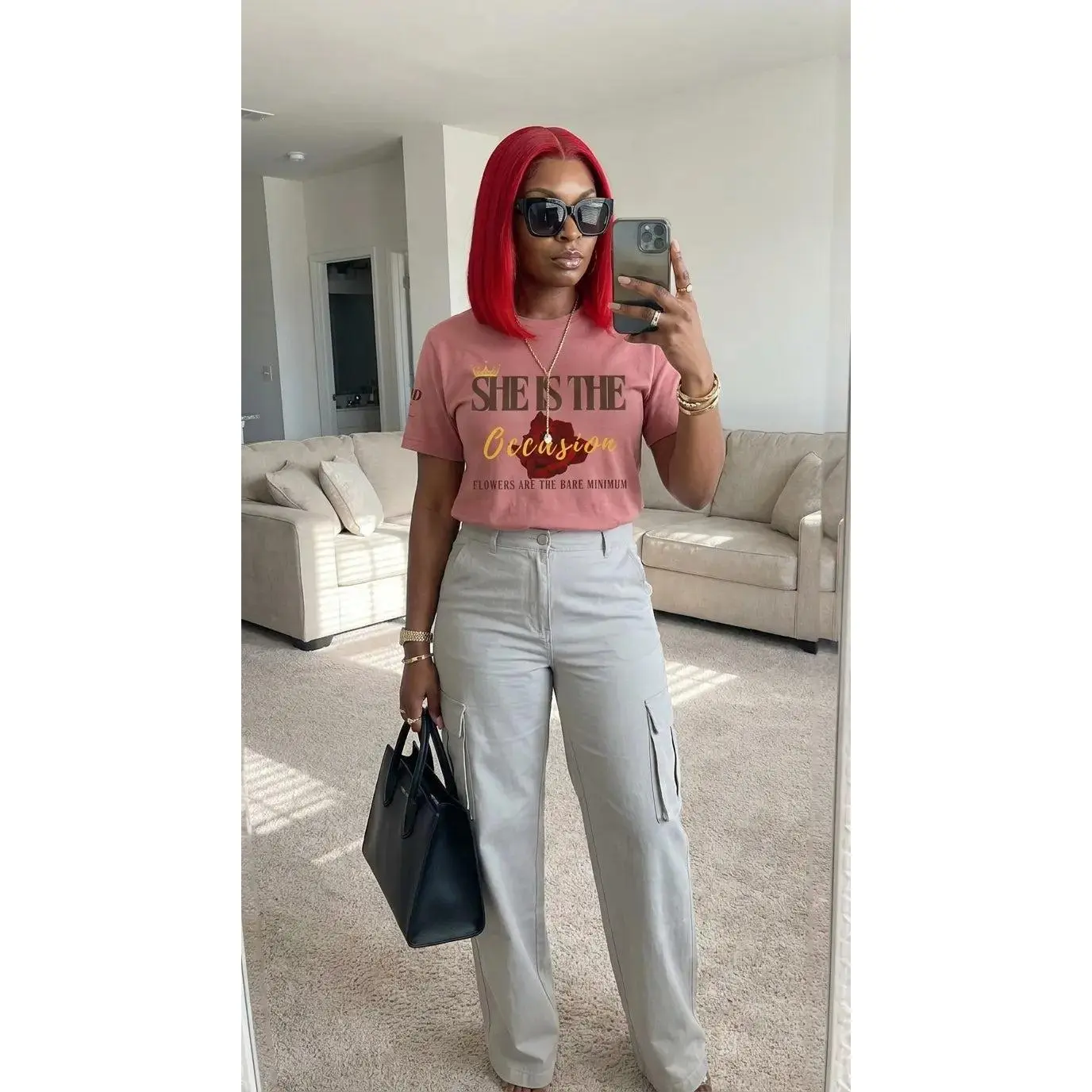 “She Is The Occasion” – Empowering Women’s Statement Shirt | Soft Girl Luxury Aesthetic | Motivational Self-Love T-Shirt