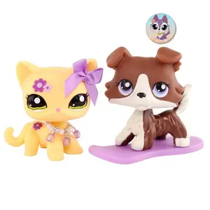 2 PC  Miniature Bobble Head Cat and Dog Figurine Toy Collection Adorable Pet Figures Collectible Soft Animal