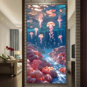 Jellyfish Pattern DIY Diamond Arts Colorful Painting Kit without Frame, DIY 5D Diamond Arts Colorful Painting for Bedroom Home Wall Decor