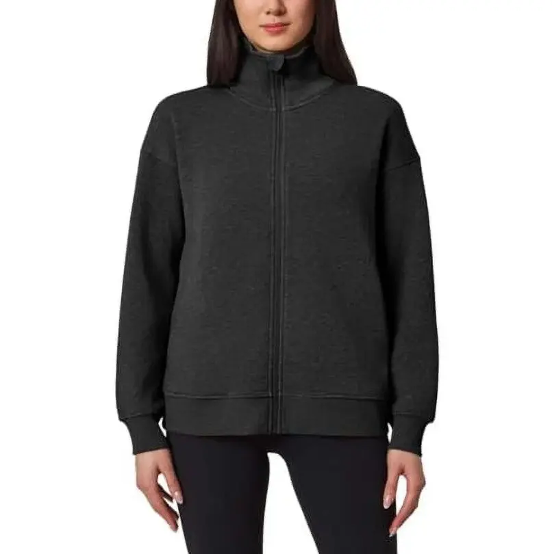 Mondetta Ladies' Size Small (4-6) Fleece Full Zip Jacket, Heather Black