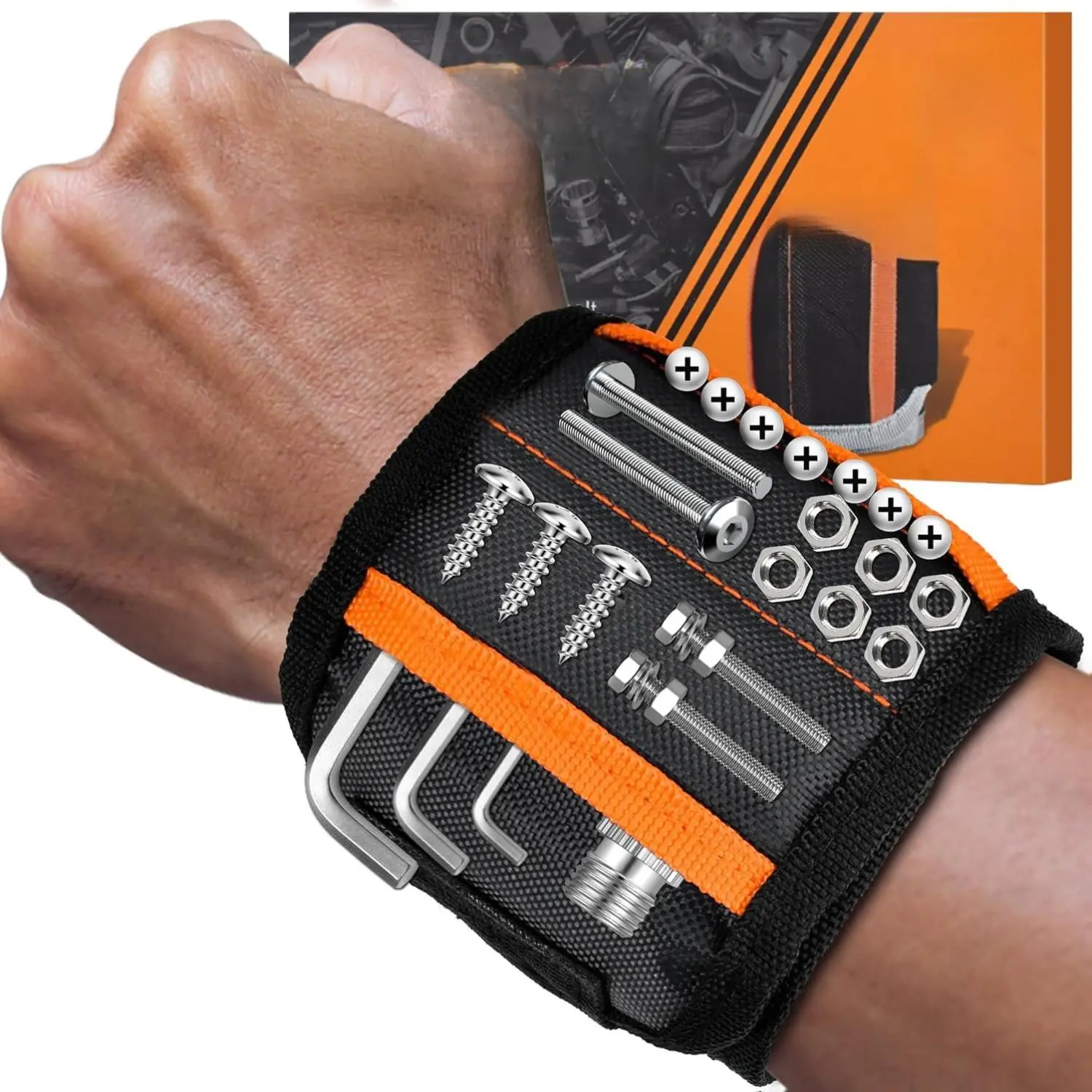 Magnetic Tool Holding Wristband with Adjustable Velcro Strap, Breathable Design - Stocking Stuffers for DIY Handymen, Father's Day Gifts for Dad, Christmas/Birthday Gifts for Men