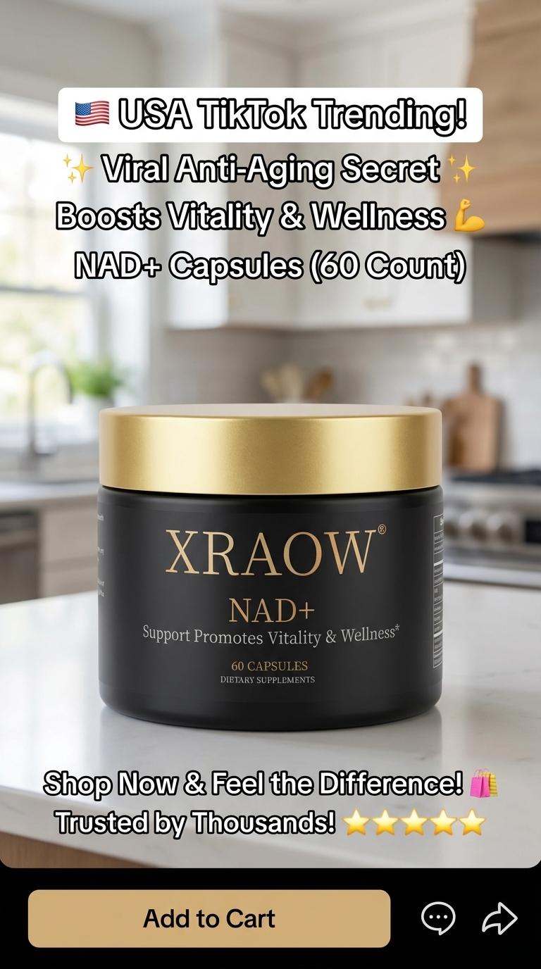 XRAOW NAD Supplement with Resveratrol NMN Alternative 30-Day Supply Advanced NAD+ Third-Party Tested for Quality and Safety Vitamin Healthcare Edible Fitness
