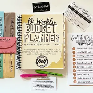 Paycheck Budget Planner - 12 month Undated Budget Template (Weekly , Bi-weekly or Monthly)