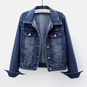 Spring Autumn Women’s Denim Jacket Long Sleeve Overcoat Loose Denim Coat Button Outwear Jeans Jackets 5XL