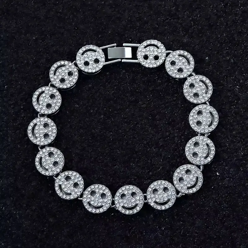 smiley-face rhinestone tennis bracelet smiley-face rhinestone tennis bracelet